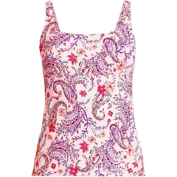 Land's End plus standard square neck tankini Wood Lily floral Paisley Various - Picture 3 of 4